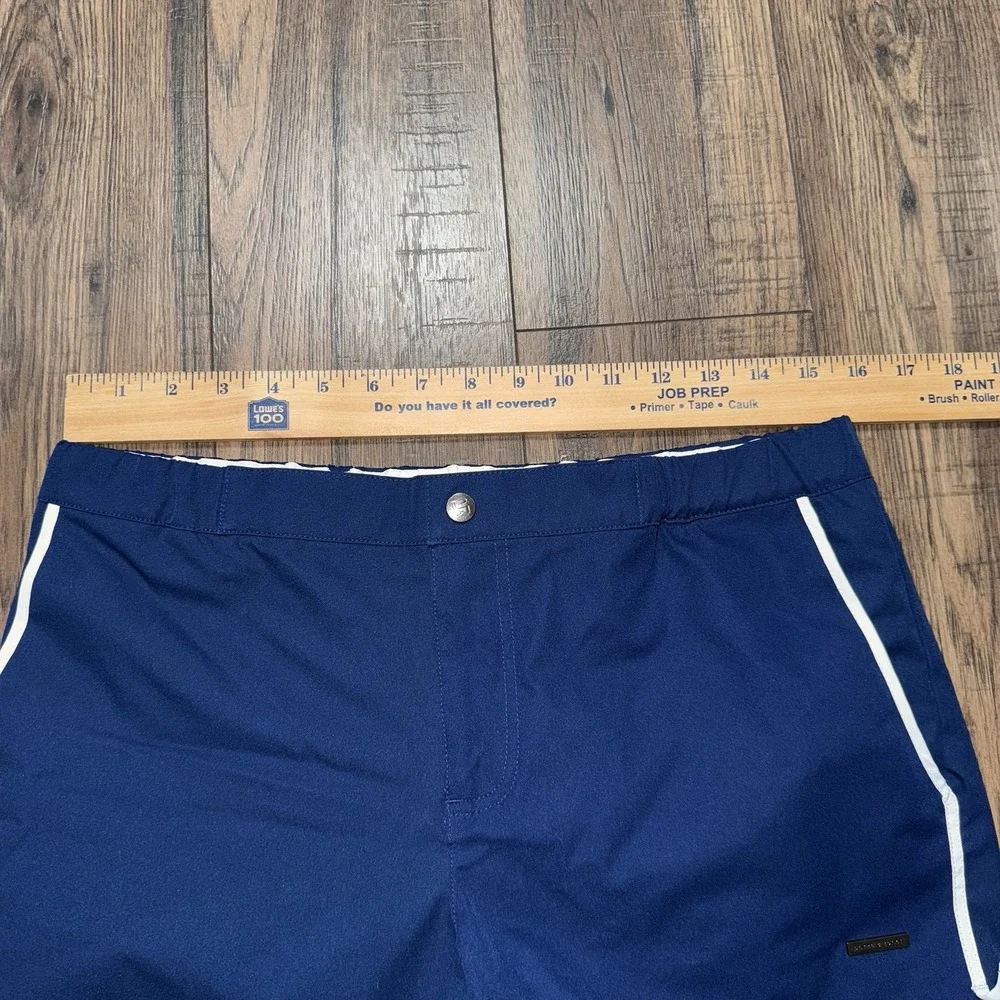 Parke & Ronen Men's Blue W/ White Trim Mesh Lined Swim Shorts Size 32 Pockets